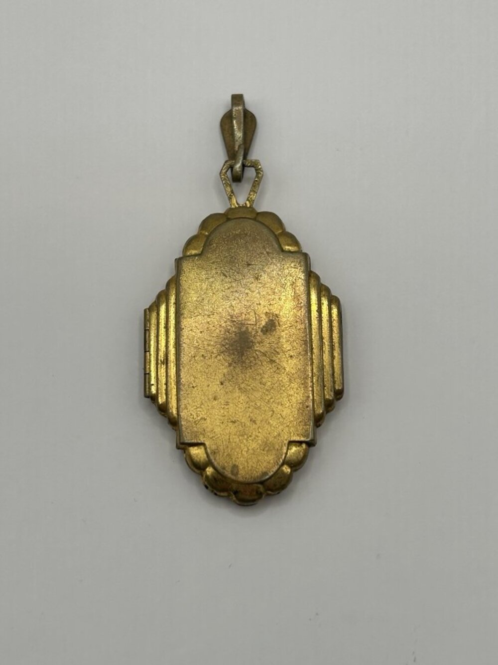 Antique Locket Cottagecore Art Deco Basket Flowers Gold Tone Large Pendant Love - Picture 3 of 12